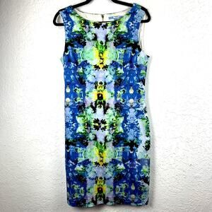 Antonio Melani Shift Sleeveless Dress Zip Back Size 10 Multicolor Lined